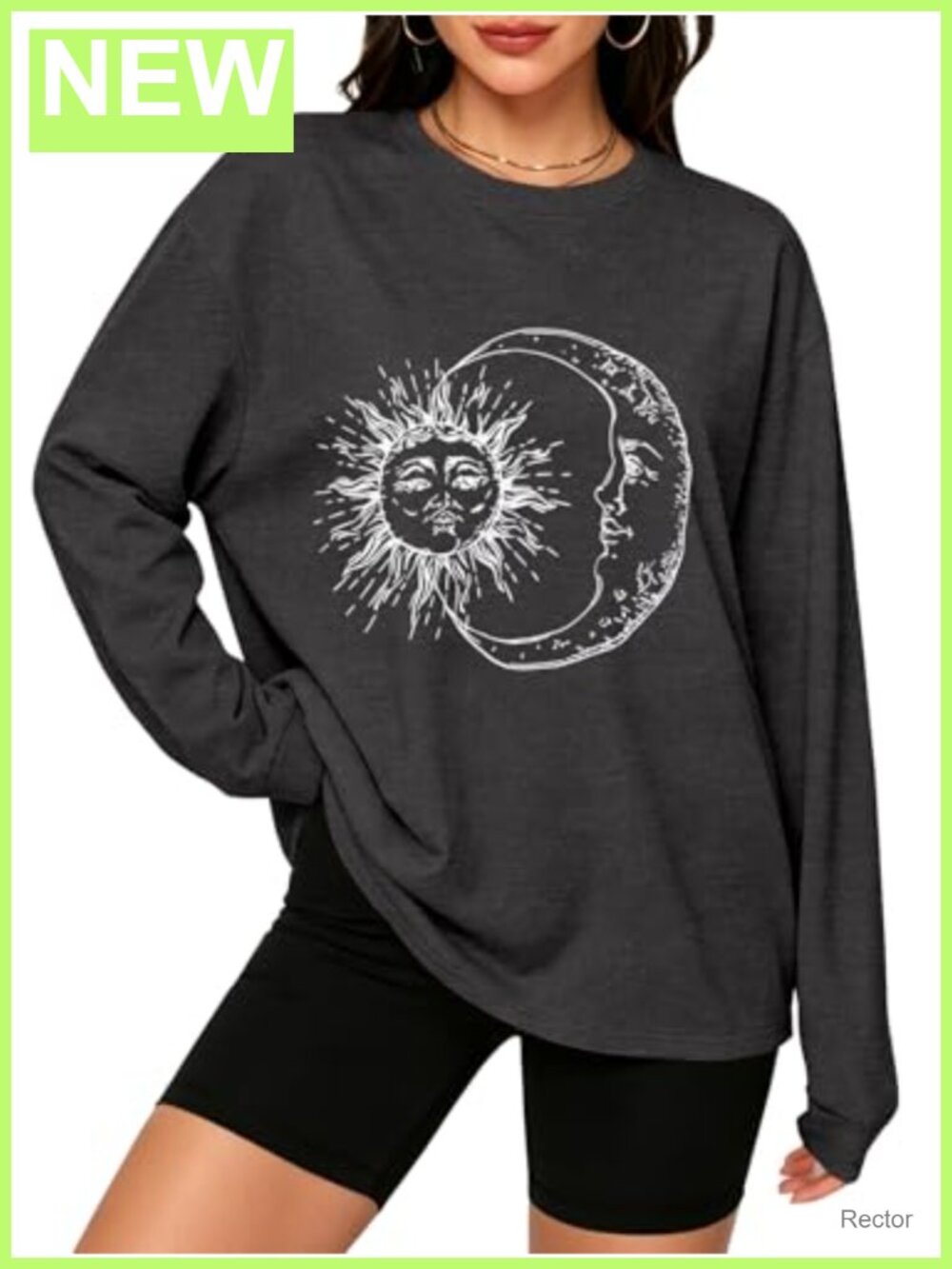 Oversized Long Sleeve Graphic Crewneck Casual Loose T-Shirt